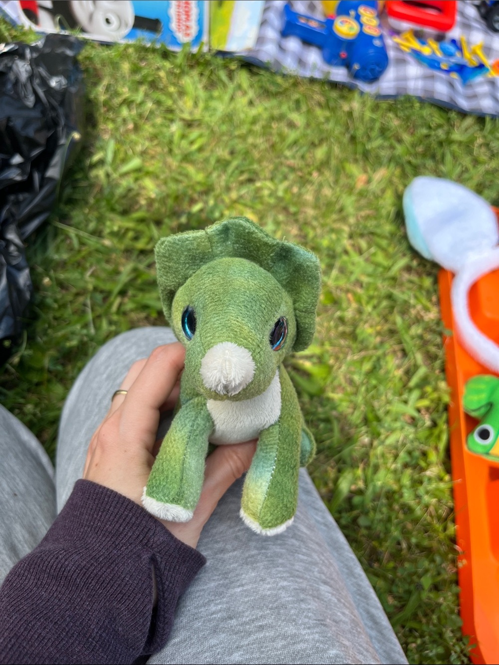 Green Triceratops Plush Toy for Small Pets - Soft Dino Cuddle
